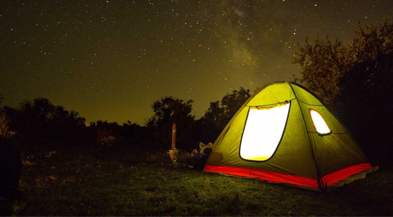 Secure Camping Tent At Night