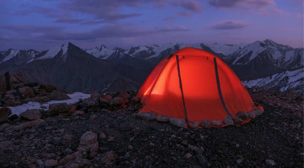 Secure Camping Tent At Night