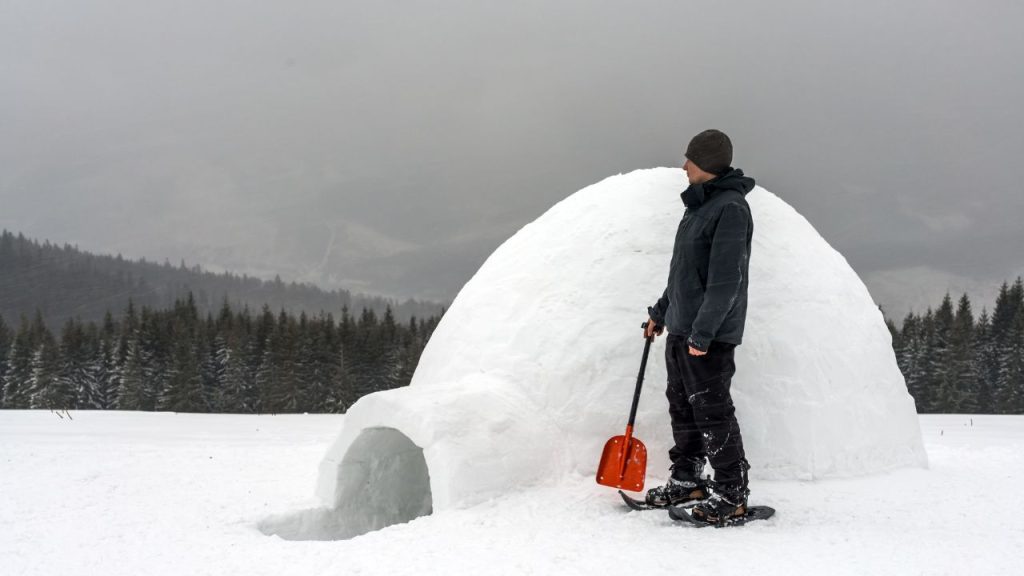 Snow cave can provide excellent insulation and protection from the wind